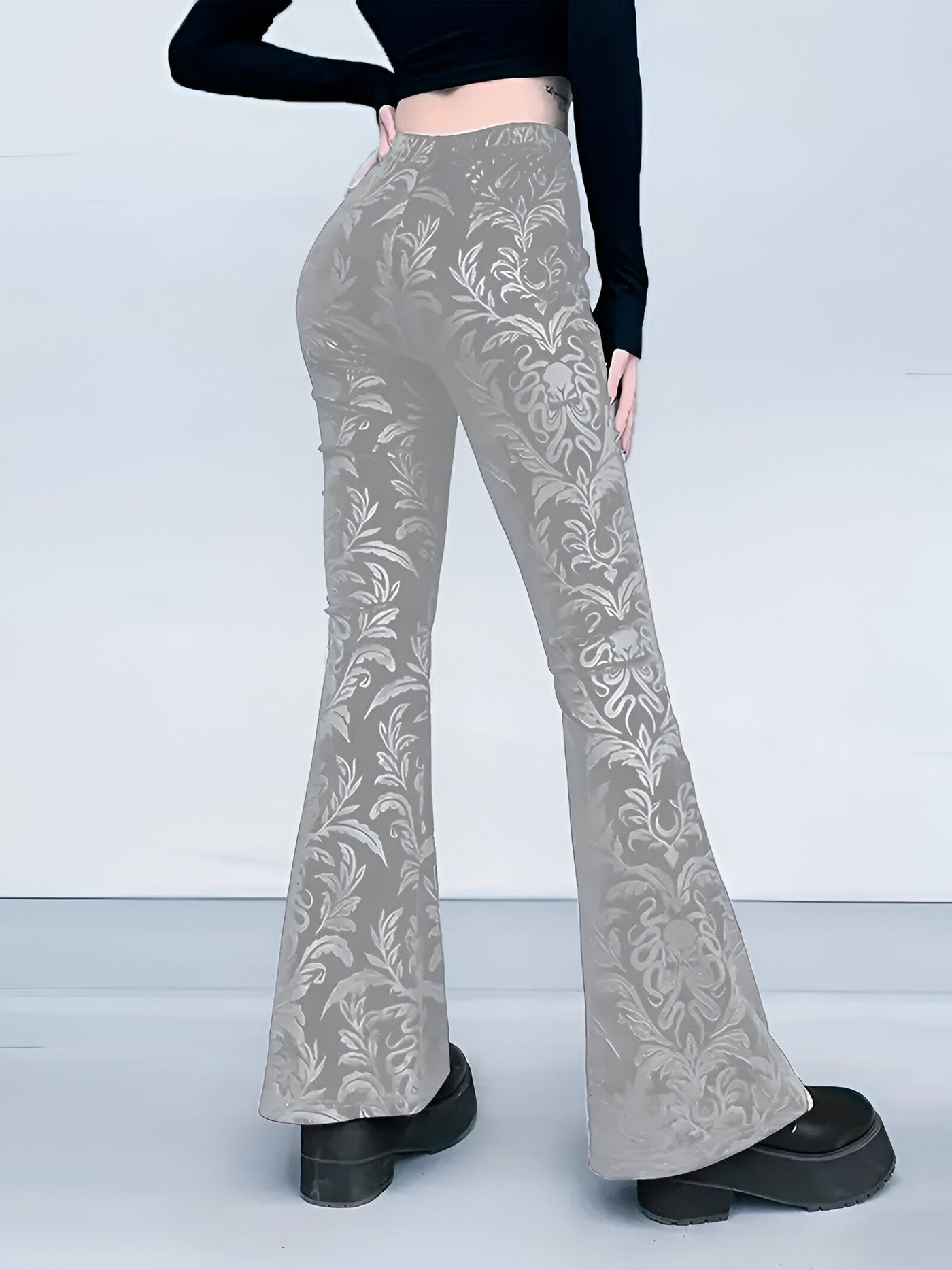 Bianca | Elegante Gothic Floral Schlaghosen
