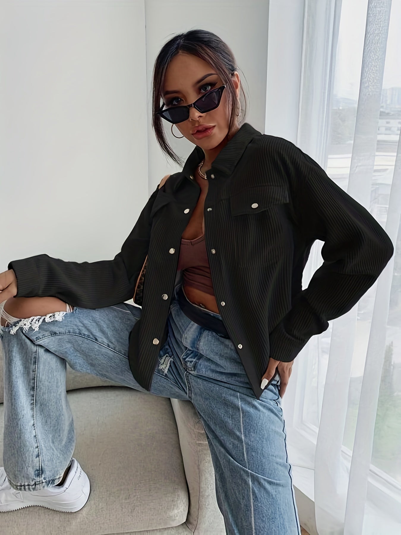 Graciela® | Solide, langärmlige Jacke mit Knopfleiste vorne für Damen
