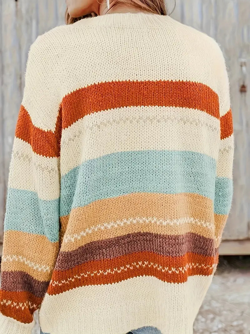 Sari - Gestreifter Rundhals-Strickpullover