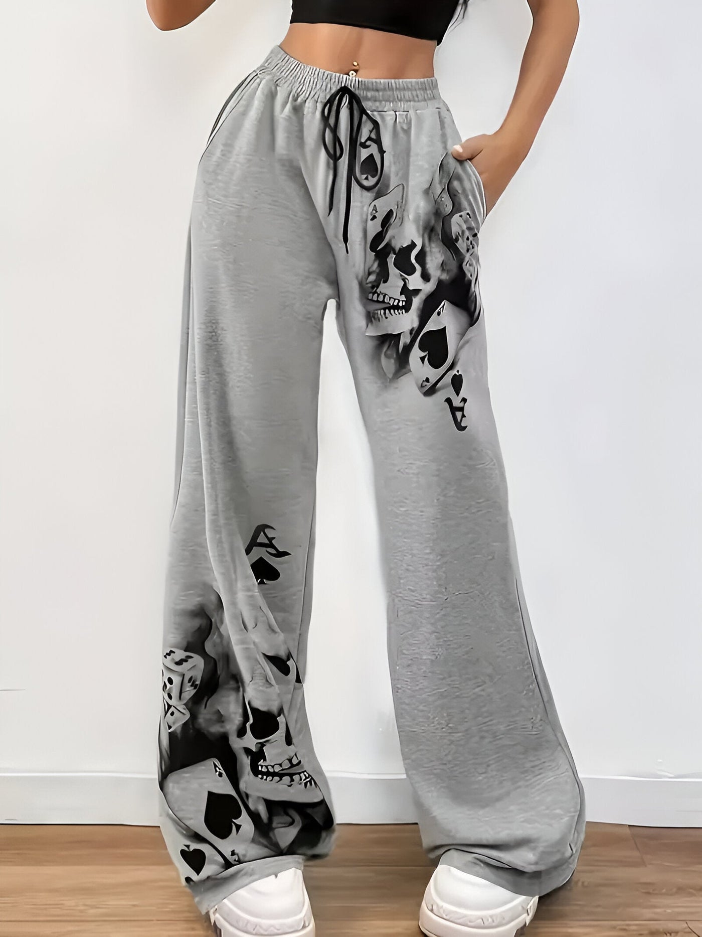 Hanne | Casual Weite Hose mit Tintenrauch-Muster