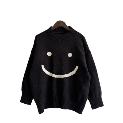 Finni |  Herbst Niedliches Smiley-Muster Langarmshirt