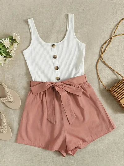 Lily | Lässiger ärmelloser Damen-Romper mit Knopfdetails