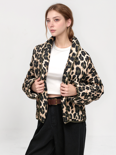 Winterjacke mit Leopardenmuster für Damen