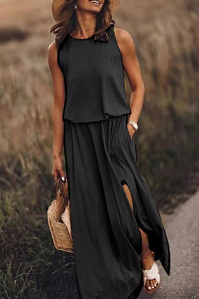 Lina | Fließendes Maxikleid mit Schlitz für mühelose Eleganz
