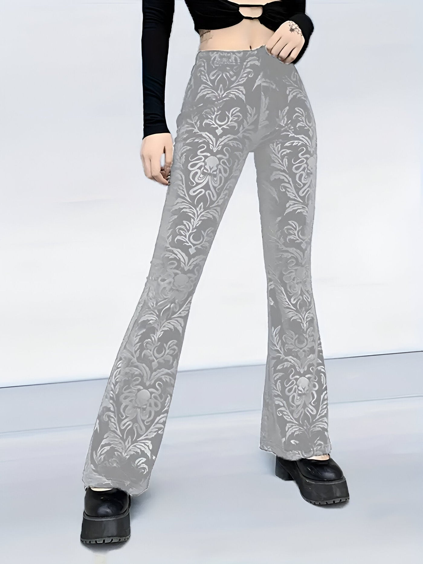 Bianca | Elegante Gothic Floral Schlaghosen