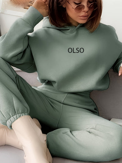 Elsa® | Set aus Kapuzenpullover und Jogginghose mit Buchstaben-Print