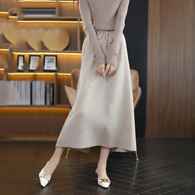 Siobhan | Wolle Herbst und Winter Retro Foreign Style langer Rock für Frau