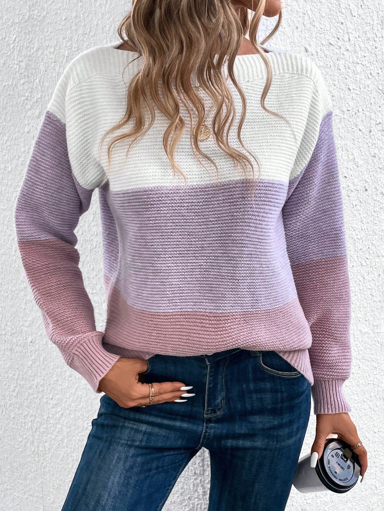 Gali | Eleganter dreifarbiger Patchwork-Pullover für Frauen