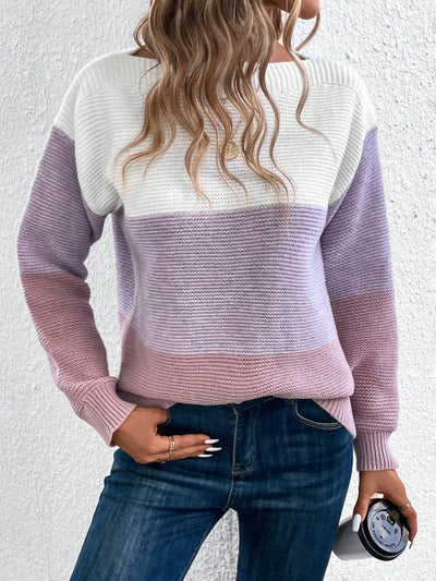 Gali | Eleganter dreifarbiger Patchwork-Pullover für Frauen