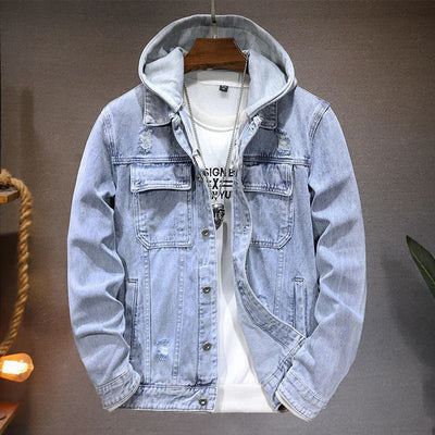 Herren Urban Denim Jacke mit Kapuze Anselm