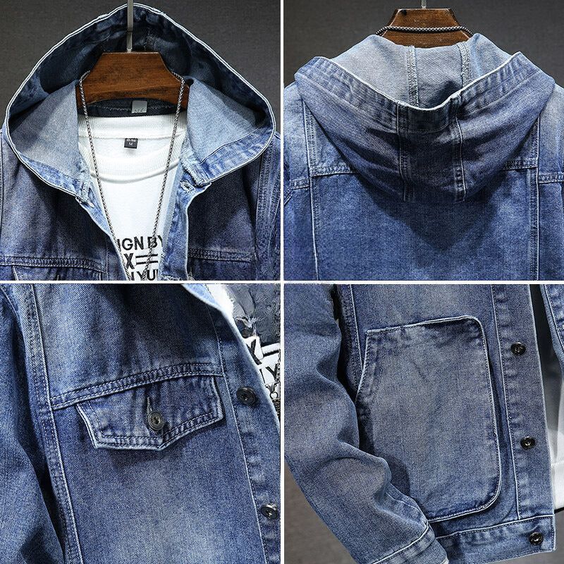 Herren Urban Denim Jacke mit Kapuze Anselm
