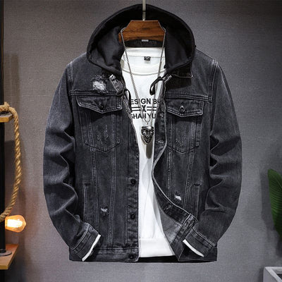 Herren Urban Denim Jacke mit Kapuze Anselm
