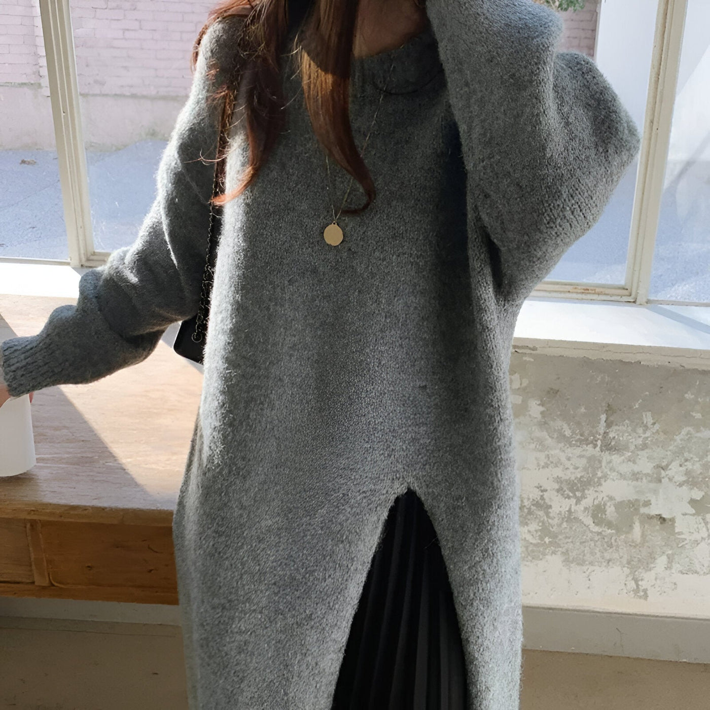 Saskia | Bequemes und stylisches Strickkleid mit V-Ausschnitt