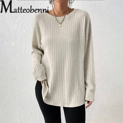 Matteobenni | Eleganter Pullover mit Grubenstreifen für Frauen