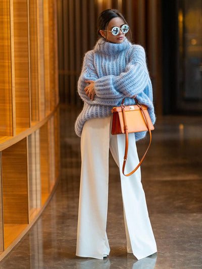 Baur Modehaus | Damen-Strickpullover mit Oversize-Rollkragen und Ballonärmeln