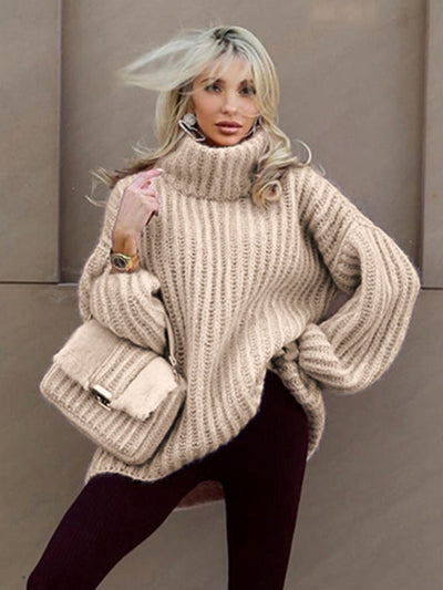 Baur Modehaus | Damen-Strickpullover mit Oversize-Rollkragen und Ballonärmeln