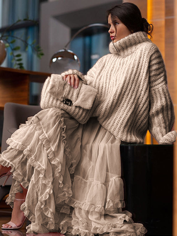 Baur Modehaus | Damen-Strickpullover mit Oversize-Rollkragen und Ballonärmeln