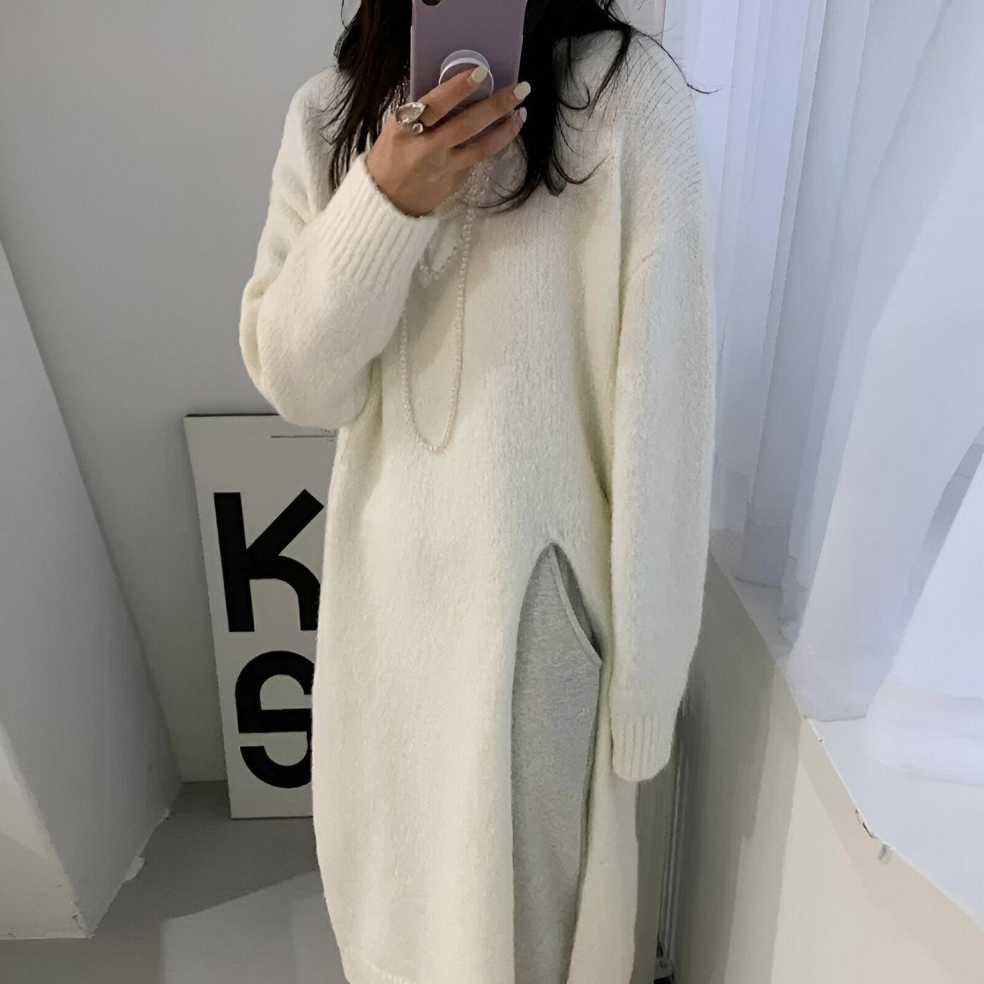 Saskia | Bequemes und stylisches Strickkleid mit V-Ausschnitt