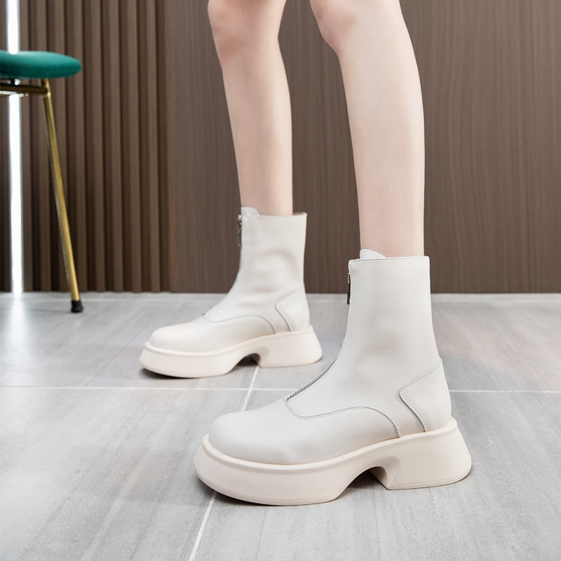 Andrea | Damen Leder Mode Winterstiefel