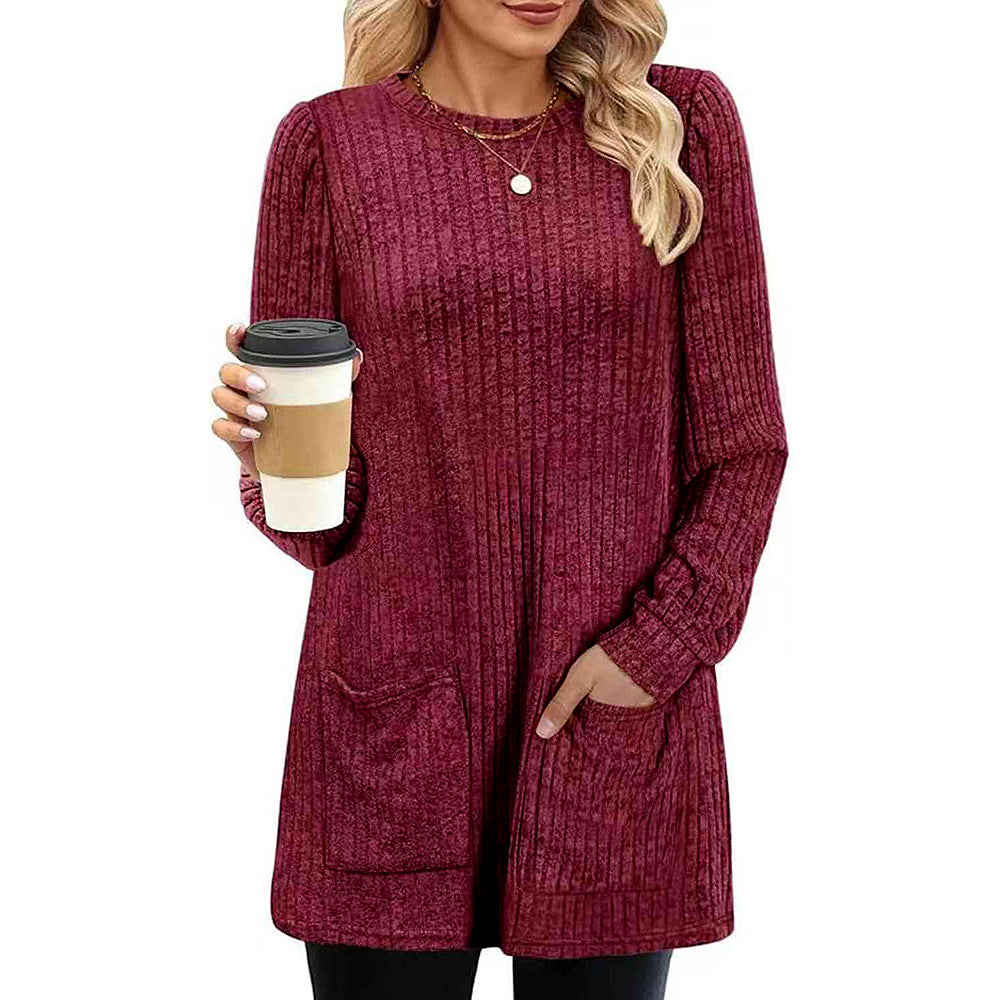 Poppy |  Herbst und Winter neue halblange Pullover Kleid Frau