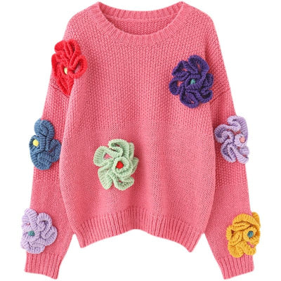 Cato | Vintage 3D Blumen Pullover