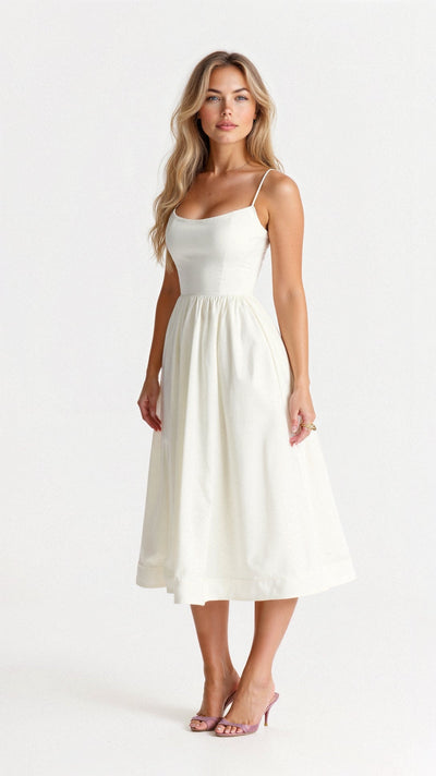 Rose | Elegantes ärmelloses Midikleid für Frauen