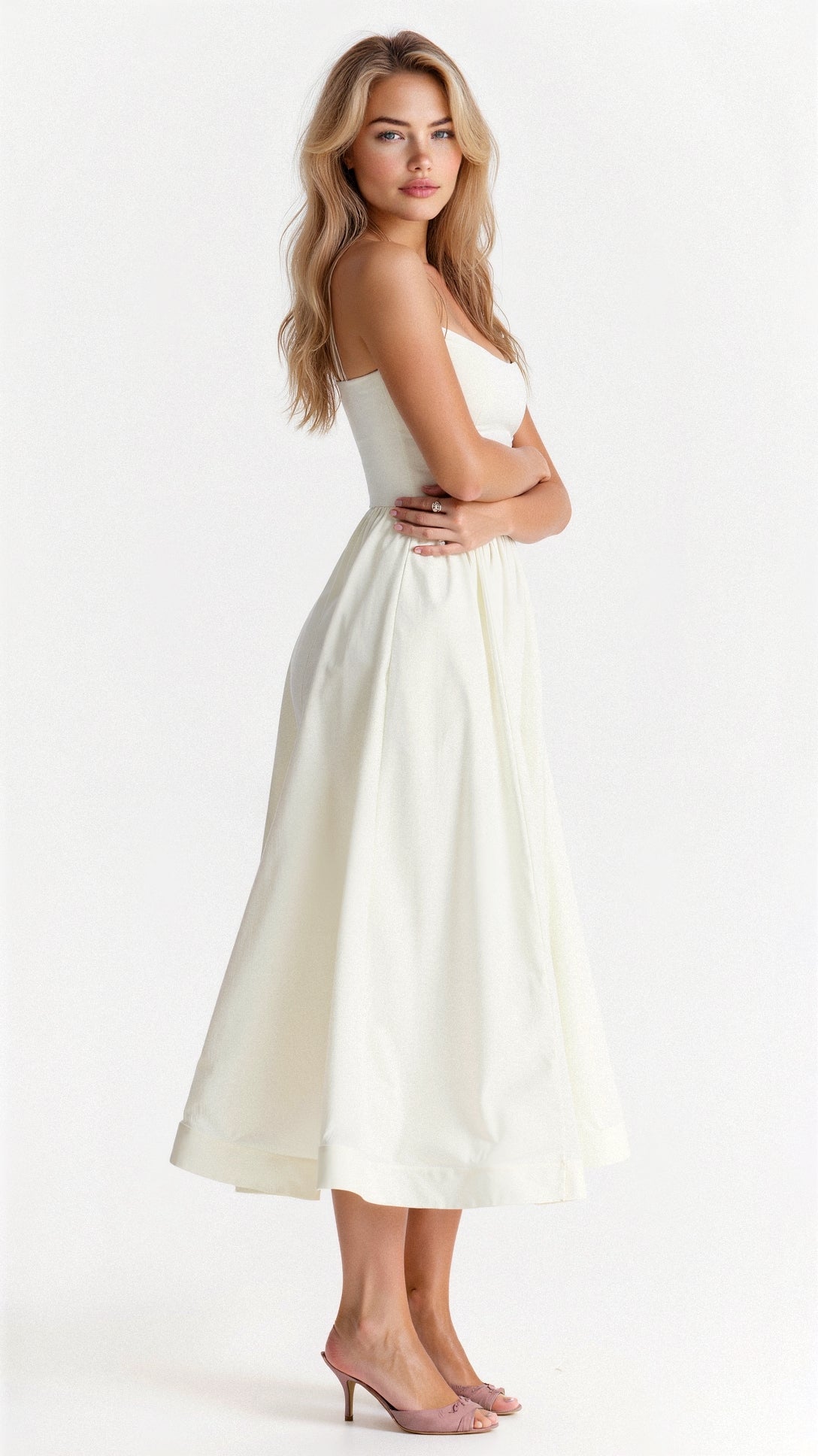 Rose | Elegantes ärmelloses Midikleid für Frauen