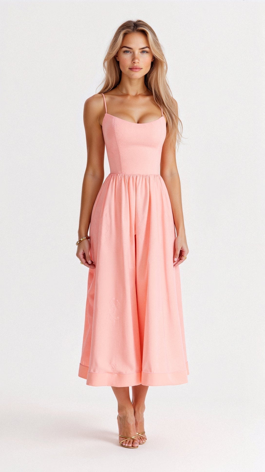 Rose | Elegantes ärmelloses Midikleid für Frauen
