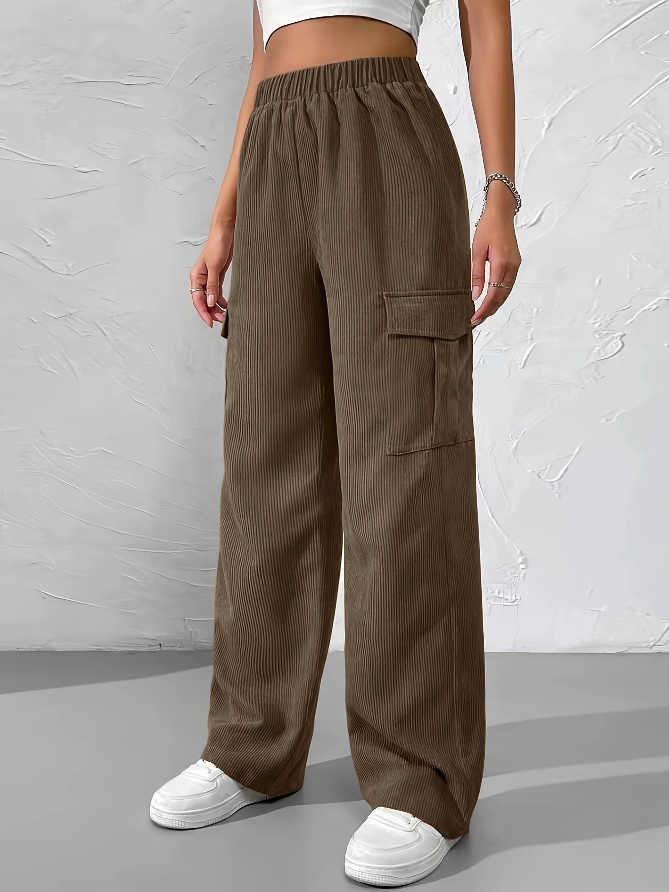 Heli | Herbst und Winter neue elastische Taille Cargo-Hosen Kord