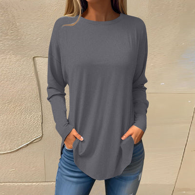 Celia | Einfache Hemden mit Rundhalsausschnitt und Langarmpullover
