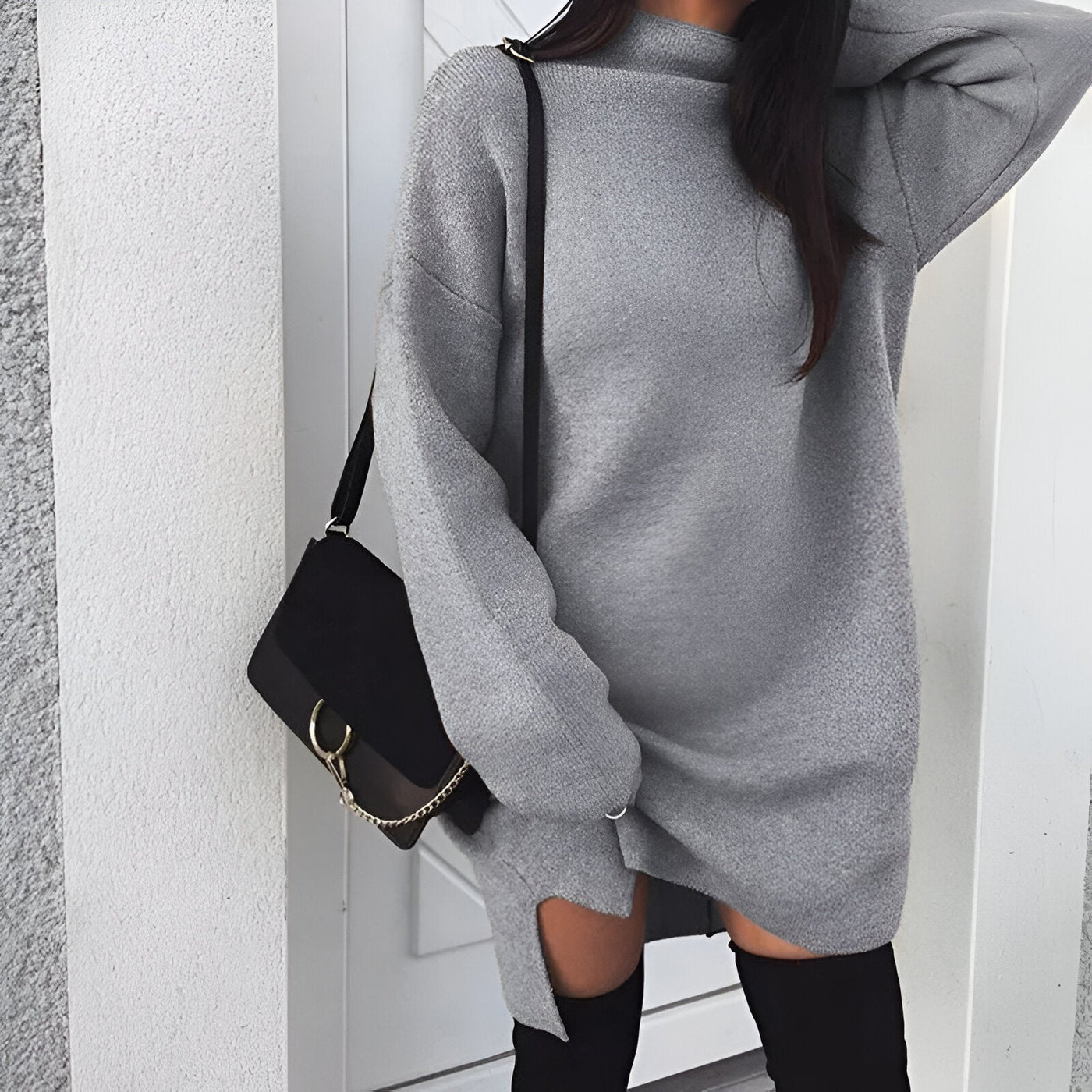 Saskia |  Herbst Oversized Rollkragenkleid