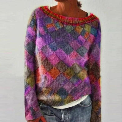 Livia® | Farbenfroher und stilvoller Pullover mit O-Ausschnitt