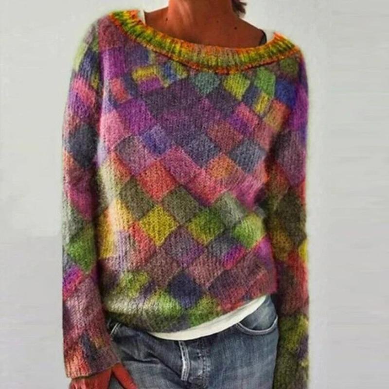 Livia® | Farbenfroher und stilvoller Pullover mit O-Ausschnitt