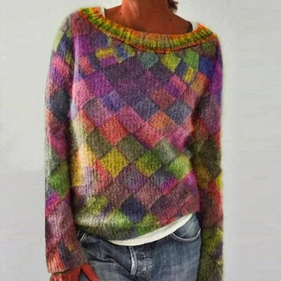 Livia® | Farbenfroher und stilvoller Pullover mit O-Ausschnitt