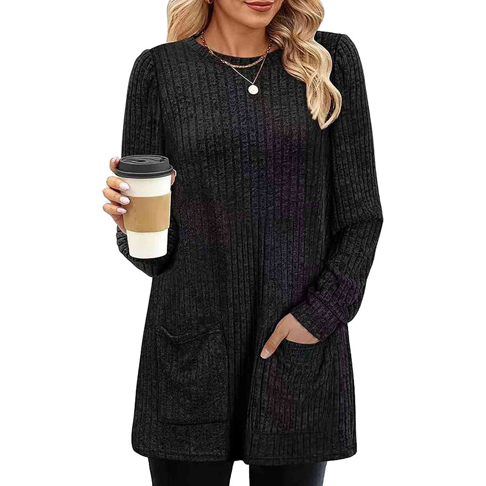 Poppy |  Herbst und Winter neue halblange Pullover Kleid Frau
