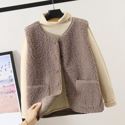 Soren | Frauen Knoten Weste Lamm Haar Winter ärmellose Mantel Jacken