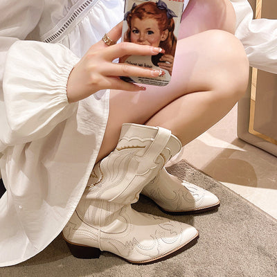 Whitney | Damen bestickte Westernstiefel Cowboy mit mittlerer Wade