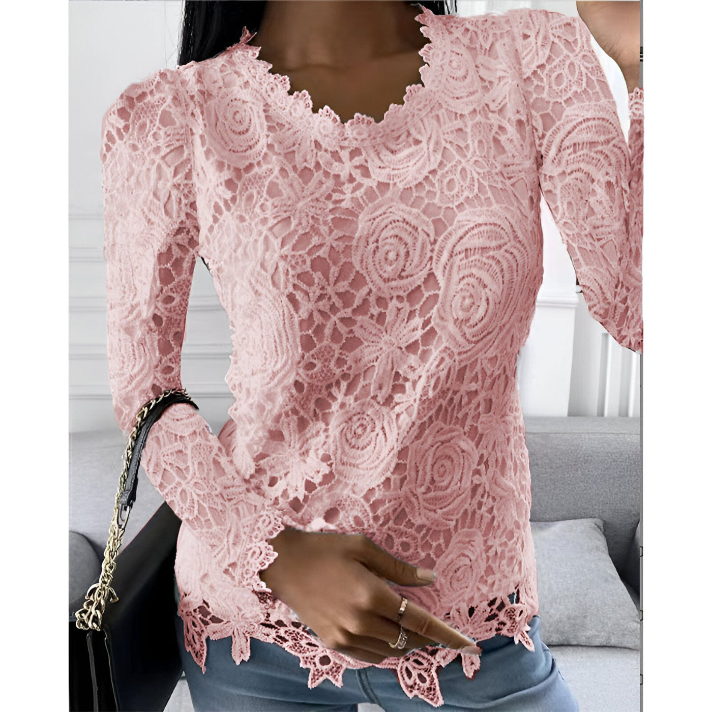 Ariana | Elegante Spitzen-Bluse mit langen Ärmeln