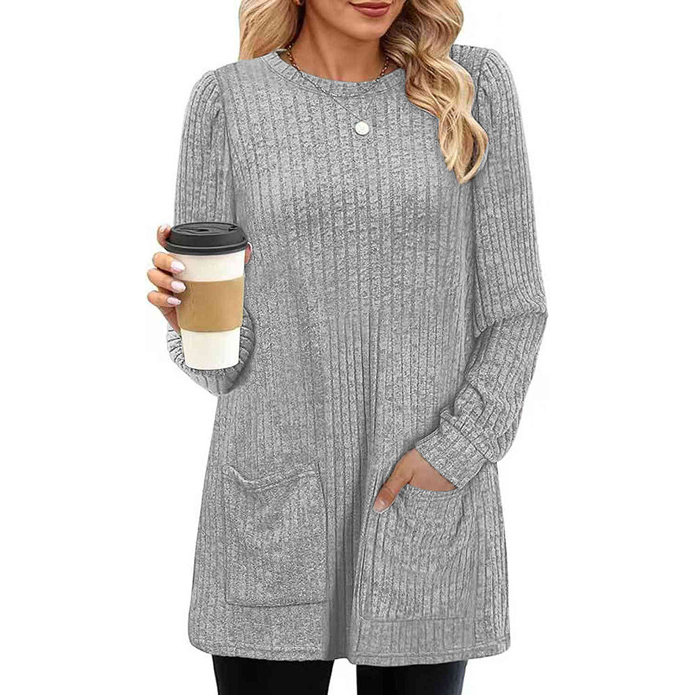 Poppy |  Herbst und Winter neue halblange Pullover Kleid Frau