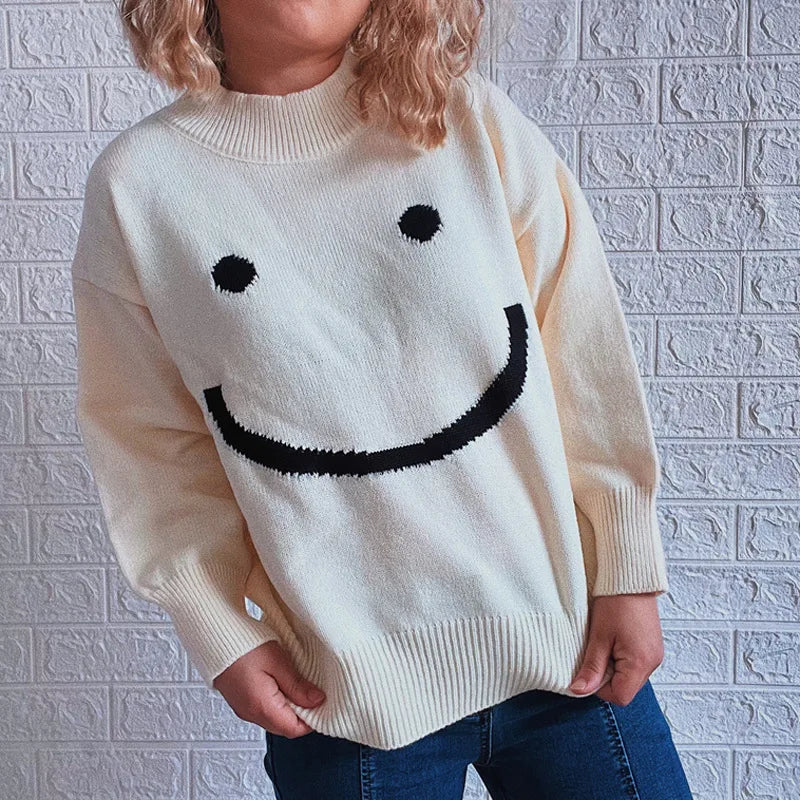 Finni |  Herbst Niedliches Smiley-Muster Langarmshirt