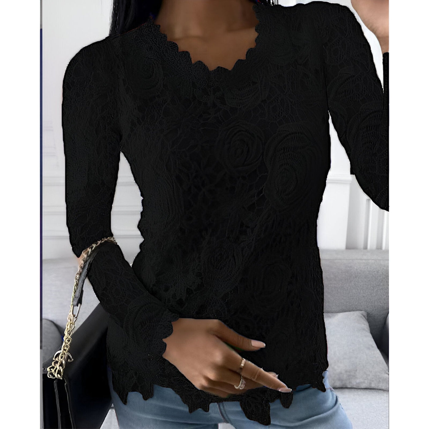 Ariana | Elegante Spitzen-Bluse mit langen Ärmeln