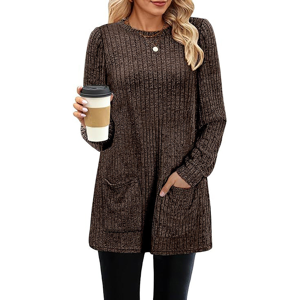 Poppy |  Herbst und Winter neue halblange Pullover Kleid Frau