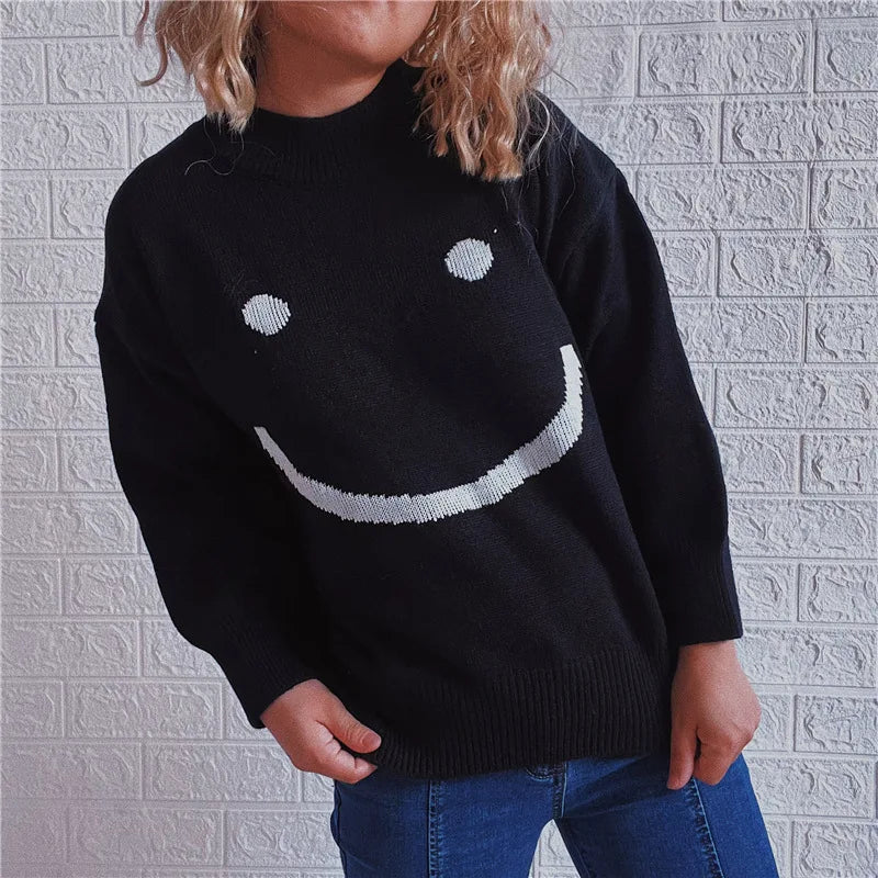 Finni |  Herbst Niedliches Smiley-Muster Langarmshirt