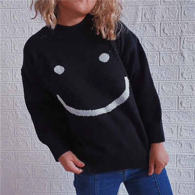 Finni |  Herbst Niedliches Smiley-Muster Langarmshirt