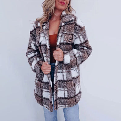 Nina® | Karierte Teddy-Jacke für Damen
