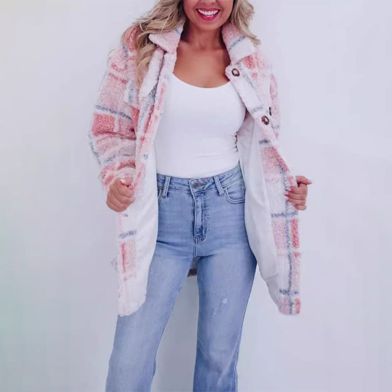 Nina® | Karierte Teddy-Jacke für Damen