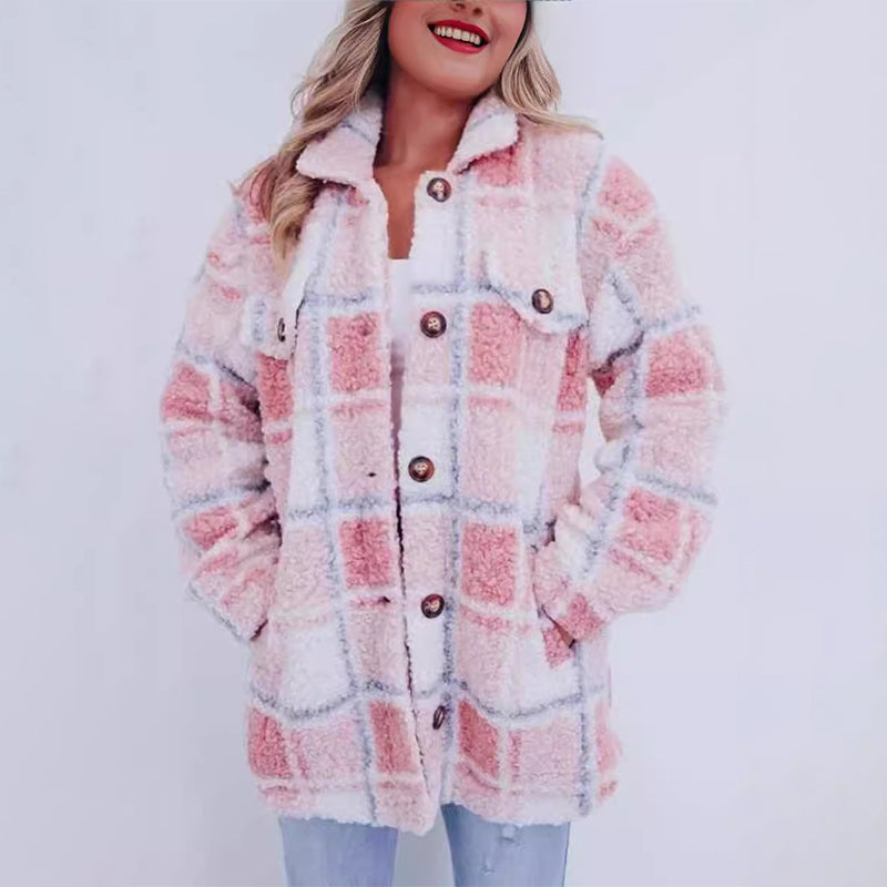 Nina® | Karierte Teddy-Jacke für Damen