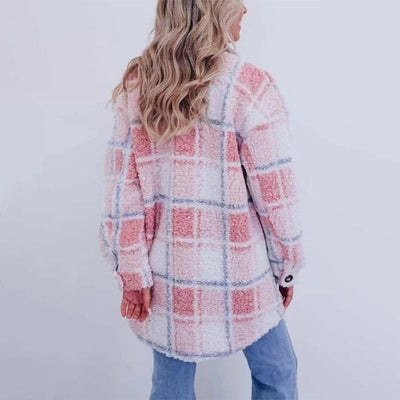 Nina® | Karierte Teddy-Jacke für Damen