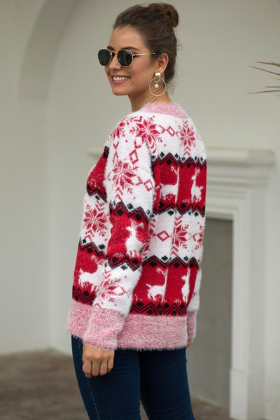 Weihnachtspullover mit Streifen für Damen