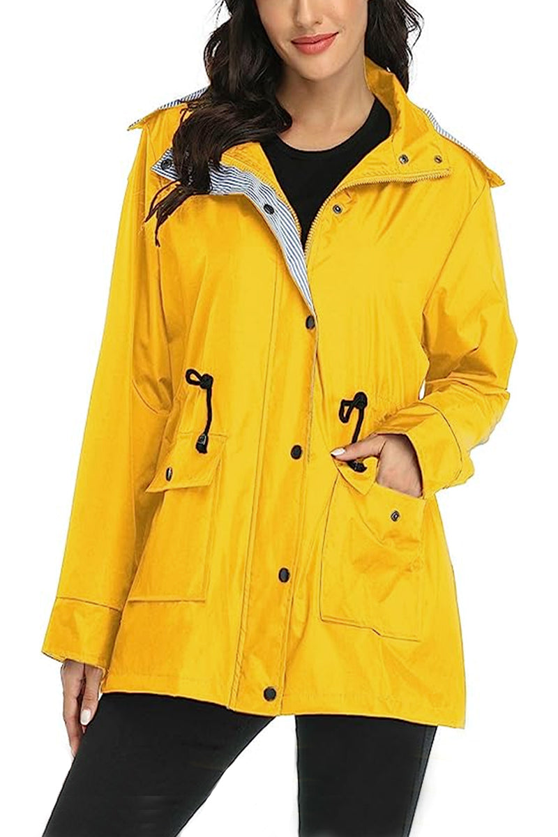 Sofia® | Wasserabweisende, gestreifte Windjacke mit Kapuze und Regenjacke